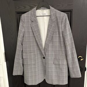 Max Mara Glen Plaid Blazer Size 16 Gray